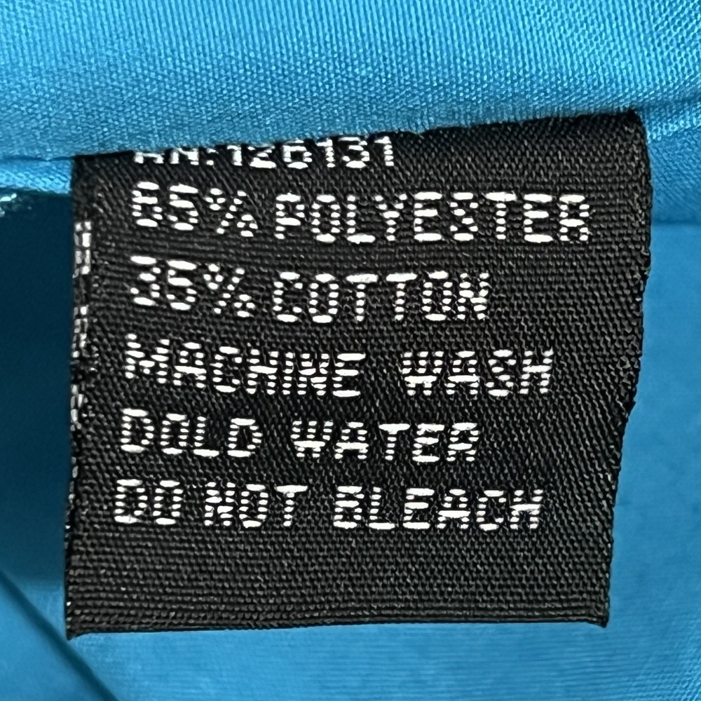 Y2K Ace Of Diamond Western‎ Shirt Turquoise Embroidered Cross Fleur De Lis Large - Picture 12 of 12